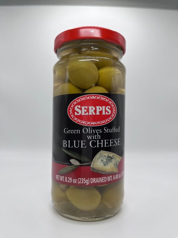 Serpis - Aceitunas Verdes Españolas Rellenas de Queso Azul 225 g 4.58 oz.